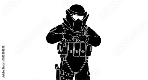 Tactical Soldier in Bomb Suit, SWAT Operator, Military Special Forces, Protective Gear