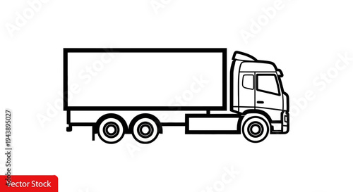 Vector illustration of a semi-trailer truck, side view, isolated on white background