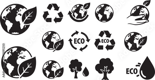 Eco Friendly Symbols and Icons for Sustainable Living Concepts