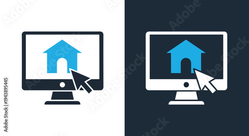 House icon set vector blue digital home - Glyph solid icon - Editable modern style icon - Modern style icon - Blue icon set