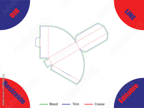 Diagram of a folded paper with bleed trim and crease lines 4