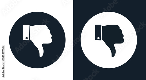 Thumbs up down vote icon set vector minimal - Glyph solid icon - Editable modern style icon - Modern style icon - Blue icon set