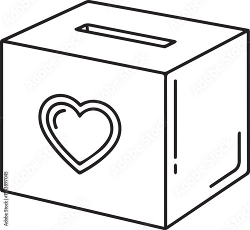 Vector donation box icon with heart symbol
