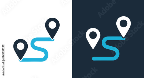 Location pin icons set vector blue teal map - Glyph solid icon - Editable modern style icon - Modern style icon - Blue icon set