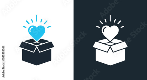 Love gift box icon set vector illustration - Glyph solid icon - Editable modern style icon - Modern style icon - Blue icon set