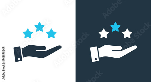 Hand cursor icons set blue stars vector click - Minimalist, flat icon, outline, glyph, linear, clipart, sticker - Blue icon set - Glyph icon