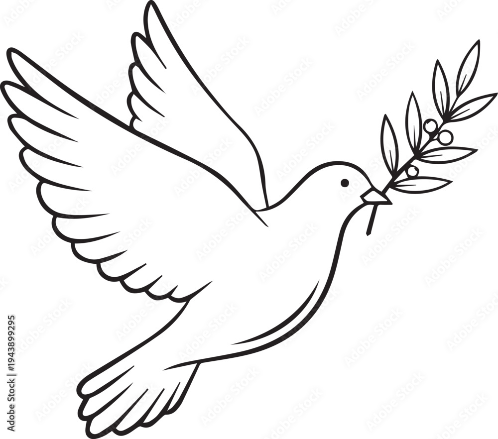 Obraz premium Vector dove with olive branch icon