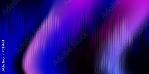 Futuristic ribbed texture with fractal glass effect and smooth fluted vertical lines of rainbow neon gradient.