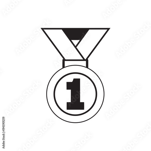 Biathlon Gold Medal Icon Vector – Outline Award Symbol for Sports Icons and Web Design Projects