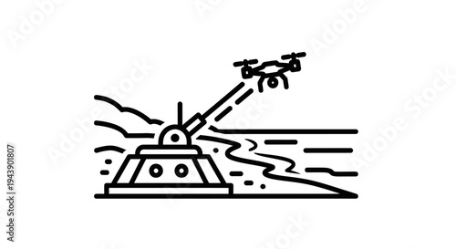 Drone Launching from Military Base with Radar and Waves