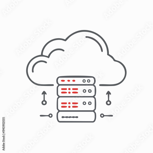 Cloud Computing Technology Line Icon Set