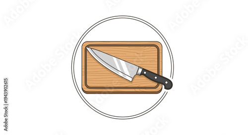 Kitchen knife on cutting board.
