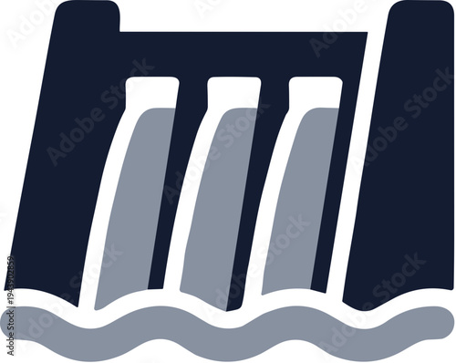 Simple Flat Design Hydroelectric Dam Energy Water Station Illustration