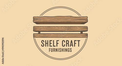 Wooden shelf craft furnishings logo.