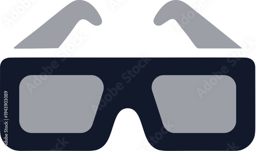 Flat Design Simple 3D Glasses Stylish Eyewear Modern Fashionable Icon