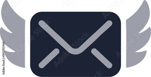 Modern Flat Design Email Message With Wings Flying Around Icon