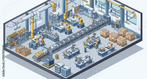 Industrial Factory Interior Layout.