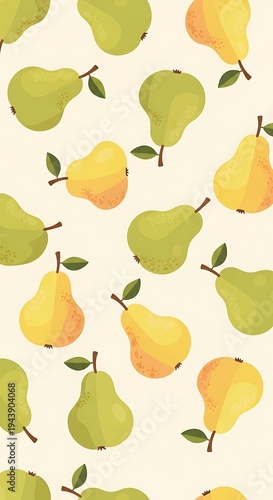 Pear Perfection: Simple Fruit Pattern Illustration