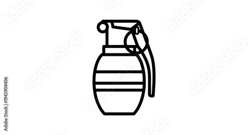 Hand Grenade Icon Outline, Military Explosive Weapon Symbol, Vector Illustration