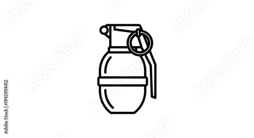 Grenade Icon, Military Explosive Weapon, Vector Line Art Symbol