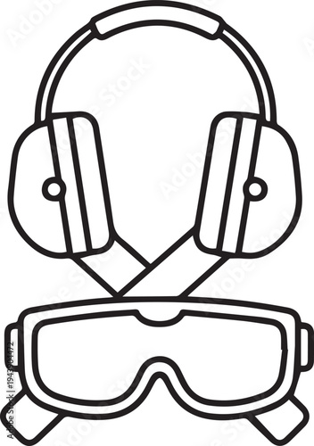 Vector safety goggles and headphones icon
