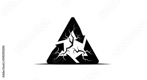 Mountain Warning Triangle Icon Avalanche Risk Hazard Mountain Danger Sign Outdoor Safety Concept Vector Illustration