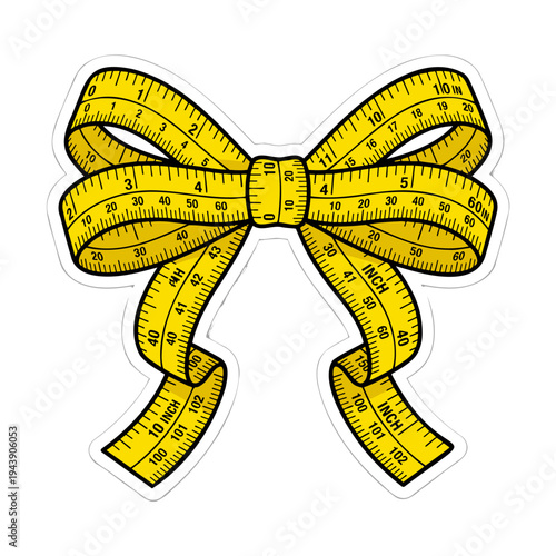 Yellow Tape Measure Bow Tie with Inch and Centimeter Markings