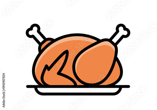 Delicious Roasted Turkey Vector Illustration - A Festive Holiday Meal Icon