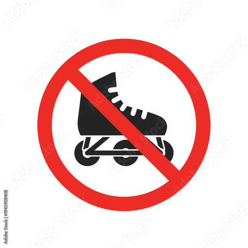 Prohibition Sign for Roller Skates Symbol for Restricted Zones