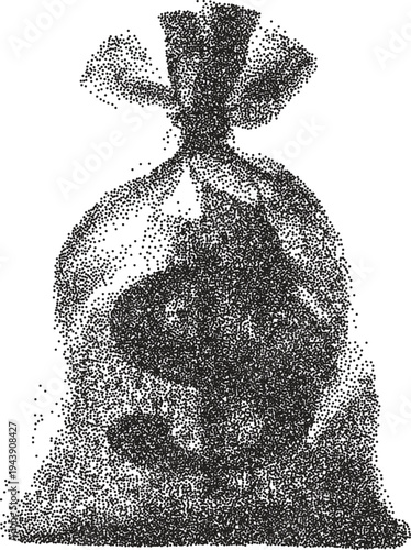 Trash vintage y2k stipple art, waste halftone stipple brutalist retro vector png with transparent background, bin 2000s aesthetic photocopy effect tattoo