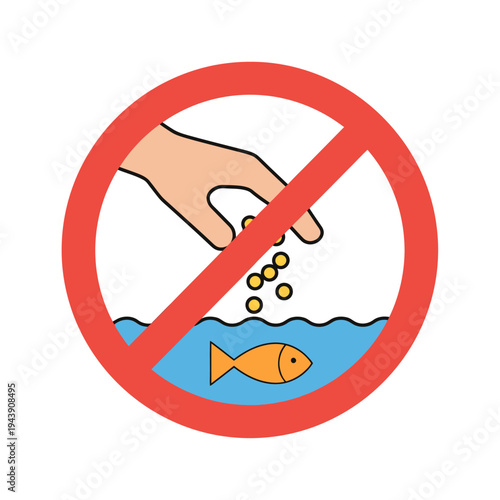 No Feeding Fish Sign Prohibiting Human Interaction with Aquatic Wildlife