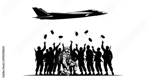 Soldiers Celebrate Homecoming as Fighter Jet Flies Overhead