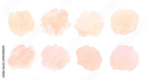 Peach watercolor washes blend with coral and apricot hues. Soft brush strokes create elegant pastel backgrounds with delicate pink splashes and gentle color transitions.