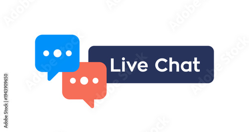 live chat Support service. Consultation, telemarketing, consultant, secretary Live Chat label on white background. Flat banner. Vector illustration. online chat text line icon notification vector. 