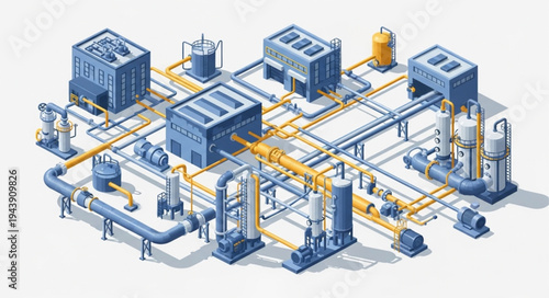 Industrial factory pipeline system.