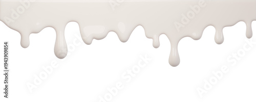 Tableau sur toile White ice cream and milk melt with glossy drips and smooth texture for dessert designs or summer graphics