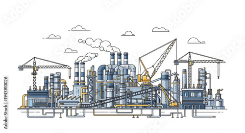 Industrial Factory Plant Construction Site.