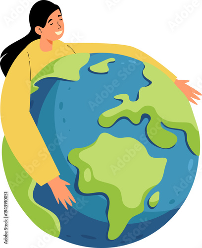 People Hugging Earth Illustration