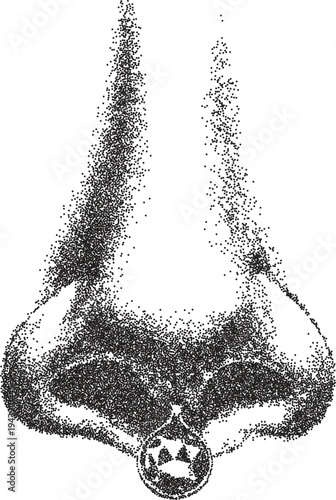 Nose vintage y2k stipple art, scent halftone stipple brutalist retro vector png with transparent background, sniff 2000s aesthetic photocopy effect tattoo