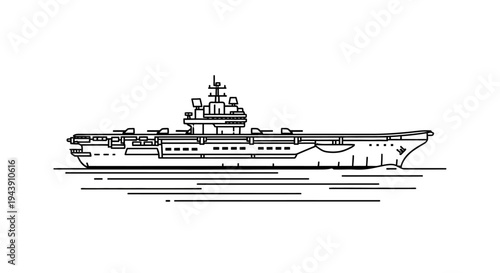 Modern Aircraft Carrier Ship Outline Illustration