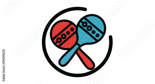 Colorful maracas musical instrument symbol.