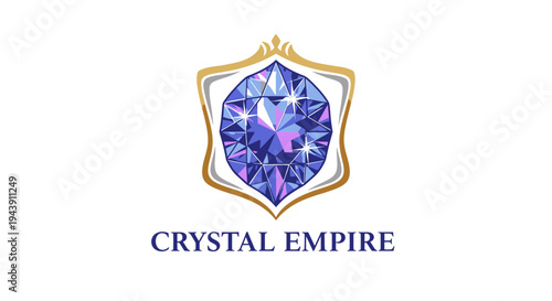 Crystal Empire Purple Gemstone Logo Design.