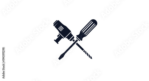 Drill and screwdriver crossed tools.