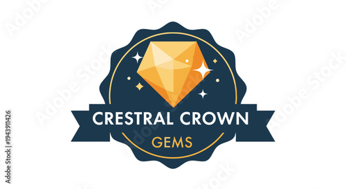 Golden diamond gemstone logo crest emblem.