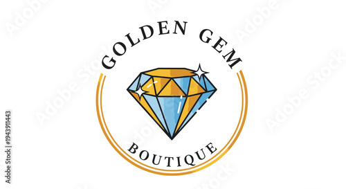 Golden Gem Boutique Jewelry Logo Design.
