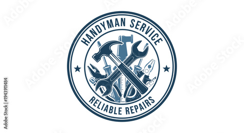 Handyman service logo with tools.