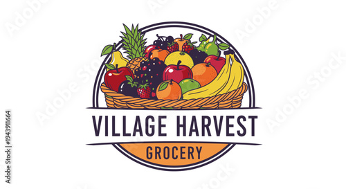 Village Harvest Grocery Fruit Logo.