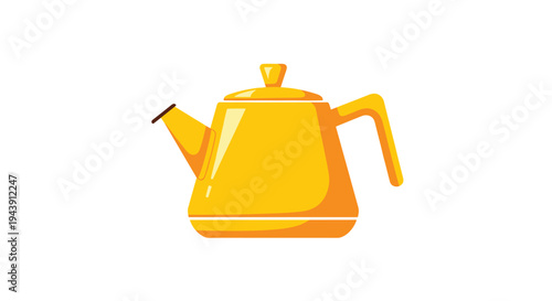 Simple and modern yellow teapot or kettle illustration with a clean design, perfect for kitchen or tea time concepts.