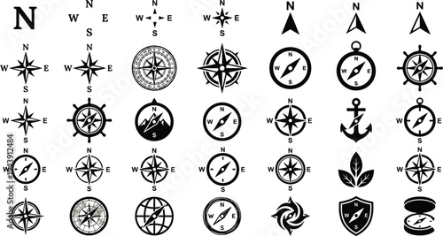 Compass vectors icons.