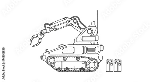 Robotic Arm on Tracks, Industrial Robot, Mechanical Engineering, Technology Concept